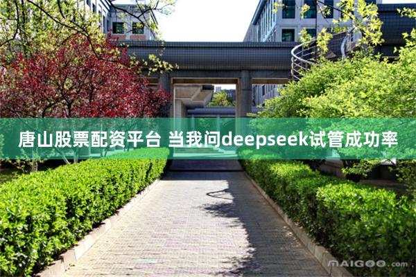 唐山股票配资平台 当我问deepseek试管成功率