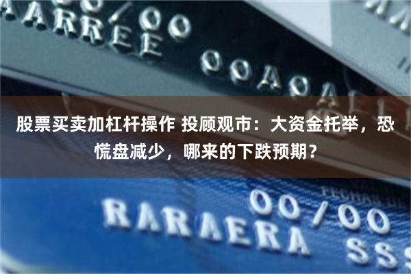 股票买卖加杠杆操作 投顾观市：大资金托举，恐慌盘减少，哪来的下跌预期？