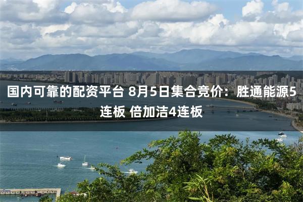 国内可靠的配资平台 8月5日集合竞价：胜通能源5连板 倍加洁4连板