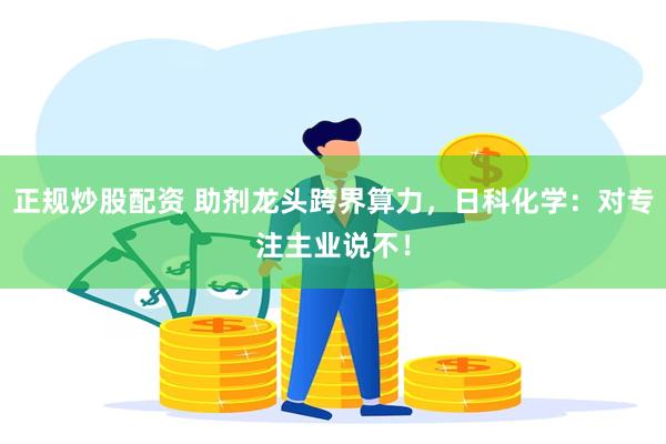 正规炒股配资 助剂龙头跨界算力，日科化学：对专注主业说不！